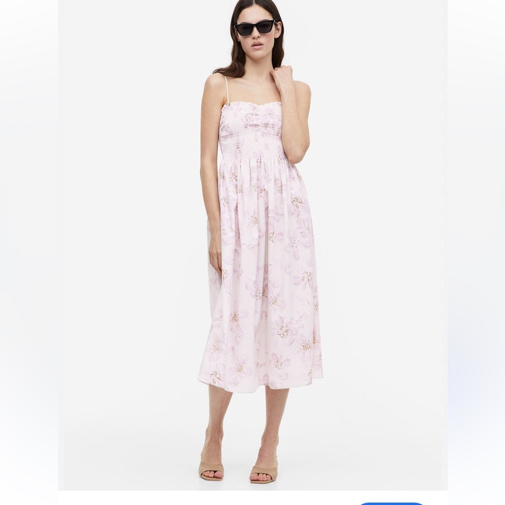 NWT Floral Smocked Cotton Dress H&M Sundress